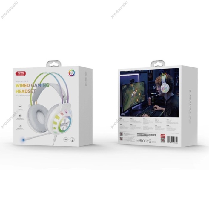 Дротові навушники XO GE10 Colorful RGB Gaming Headset with Microphone White